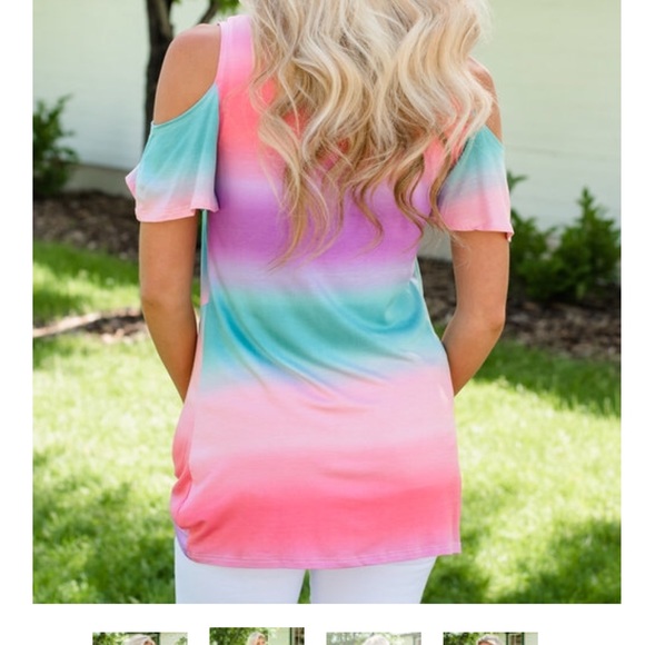 Multi color Cold Shoulder Top - Picture 4 of 5